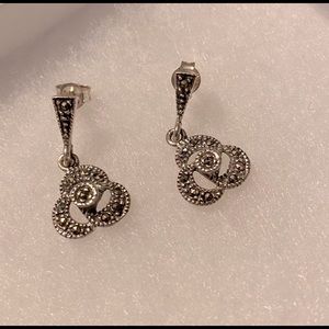 beautiful antique pair of sterling silver earrings